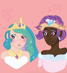 Size: 1154x1252 | Tagged: artist needed, safe, princess celestia, queen novo, human, my little pony: the movie, dark skin, female, humanized, lesbian, novolestia, shipping