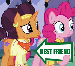 Size: 941x823 | Tagged: safe, screencap, pinkie pie, saffron masala, pony, spice up your life, exploitable meme, meme, pinkie pie's sign