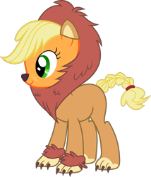 Size: 1365x1593 | Tagged: safe, artist:timelordomega, applejack, big cat, earth pony, lion, pony, scare master, applelion, clothes, costume, nightmare night, nightmare night costume, simple background, solo, transparent background, vector