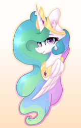 Size: 1024x1612 | Tagged: safe, artist:doodleblossom, princess celestia, alicorn, pony, bust, portrait, simple background, smiling, solo