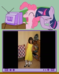 Size: 1276x1594 | Tagged: safe, derpibooru import, pinkie pie, twilight sparkle, earth pony, pony, exploitable meme, makes no sense, meme, mixed reactions, obligatory pony, tv meme, wat