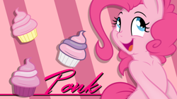 Size: 1920x1080 | Tagged: safe, artist:dfectivedvice, artist:slb94, derpibooru import, pinkie pie, earth pony, pony, cupcake, cute, food, ponk, solo, wallpaper