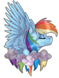 Size: 2847x3722 | Tagged: safe, artist:norrixcurral08, derpibooru import, part of a set, rainbow dash, pegasus, pony, bust, eyes closed, portrait, signature, simple background, smiling, solo, spread wings, thunderbolt, transparent background, wings