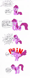 Size: 560x1427 | Tagged: safe, artist:doublewbrothers, berry punch, berryshine, the super speedy cider squeezy 6000, alcoholism, comic, dialogue, illness, liver, onomatopoeia, regret, scene parody, self harm, simpsons did it, slice of life, stupidity, the simpsons