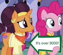 Size: 545x472 | Tagged: safe, edit, edited screencap, screencap, pinkie pie, saffron masala, earth pony, pony, spice up your life, exploitable meme, it's over 9000, meme, over 9000, pinkie pie's sign