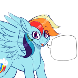 Size: 3000x3000 | Tagged: safe, artist:tuzz-arts, derpibooru import, rainbow dash, pegasus, pony, open mouth, simple background, solo, speech bubble