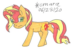 Size: 1075x728 | Tagged: safe, artist:cmara, sunset shimmer, pony, unicorn, badass, female, looking at you, mare, solo, traditional art