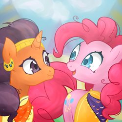 Size: 800x800 | Tagged: safe, artist:lourita-shine, pinkie pie, saffron masala, earth pony, pony, spice up your life, clothes