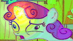 Size: 1920x1080 | Tagged: safe, artist:trunsako9, derpibooru import, sweetie belle, drugs, lsd, psychedelic, solo, wallpaper, wat