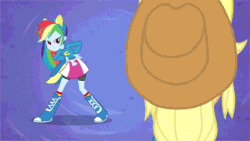 Size: 500x281 | Tagged: safe, derpibooru import, screencap, applejack, fluttershy, pinkie pie, rainbow dash, rarity, equestria girls, equestria girls (movie), animated, butt to butt, butt touch, gif, helping twilight win the crown, humane five