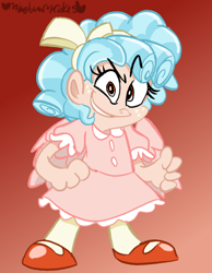 Size: 620x800 | Tagged: safe, artist:mirabuncupcakes15, cozy glow, human, clothes, crazy glow, dress, evil grin, female, grin, humanized, insanity, mary janes, pure concentrated unfiltered evil of the utmost potency, pure unfiltered evil, shoes, skirt, smiling, socks, solo, stockings, thigh highs, winged humanization, wings