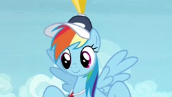 Size: 1920x1080 | Tagged: safe, derpibooru import, screencap, rainbow dash, pegasus, pony, 2 4 6 greaaat, cone, solo