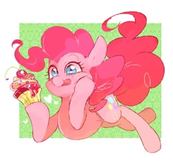 Size: 900x850 | Tagged: safe, artist:sibashen, pinkie pie, earth pony, pony, cupcake, food, solo