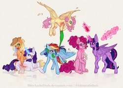 Size: 1280x922 | Tagged: safe, artist:blitsazalisdash, derpibooru import, applejack, fluttershy, pinkie pie, rainbow dash, rarity, twilight sparkle, twilight sparkle (alicorn), alicorn, earth pony, pegasus, pony, unicorn, chest fluff, fake blood, female, folded wings, food, ketchup, magic, magic aura, mane six, mare, sauce, simple background, spread wings, tissue, wings