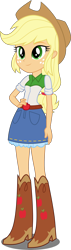 Size: 1500x5316 | Tagged: safe, artist:xebck, applejack, equestria girls, friendship games, absurd resolution, boots, clothes, cowboy boots, cowboy hat, denim skirt, freckles, hat, shoes, simple background, skirt, solo, stetson, transparent background, vector