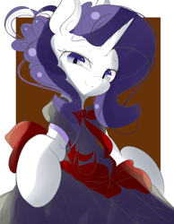 Size: 700x900 | Tagged: safe, artist:tohupo, rarity, pony, unicorn, clothes, female, looking at you, mare, smiling, solo