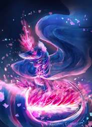 Size: 792x1080 | Tagged: safe, artist:aquagalaxy, derpibooru import, twilight sparkle, aura, bedroom eyes, cape, cloak, clothes, glowing horn, looking at you, magic, runes, scar, solo, tattoo