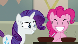 Size: 1920x1090 | Tagged: safe, screencap, pinkie pie, rarity, pony, unicorn, spice up your life