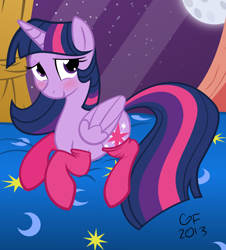 Size: 2260x2500 | Tagged: safe, artist:grayflower, derpibooru import, twilight sparkle, twilight sparkle (alicorn), alicorn, pony, bed, blushing, clothes, female, mare, socks, solo