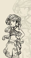 Size: 279x512 | Tagged: safe, artist:alazak, sunset shimmer, human, equestria girls, belly button, bikini, clothes, humanized, monochrome, solo, swimsuit, zoom layer