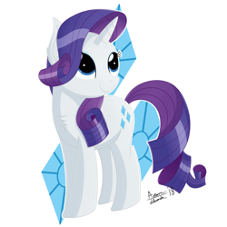 Size: 3000x3000 | Tagged: safe, artist:arcane-thunder, rarity, pony, unicorn, cutie mark background, digital art, female, high res, mare, signature, simple background, smiling, solo, white background