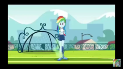 Size: 1280x720 | Tagged: safe, derpibooru import, screencap, rainbow dash, better together, equestria girls, sock it to me, sock it to me: bulk biceps, female, foot odor, outdoors, smelly, soccer field, solo