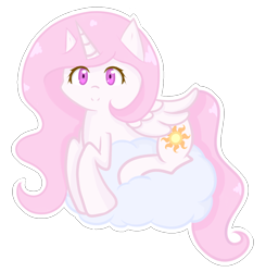 Size: 1000x1020 | Tagged: safe, artist:kurxmi, princess celestia, alicorn, pony, cloud, cute, cutelestia, female, mare, pink-mane celestia, simple background, solo, transparent background, younger