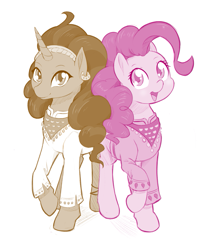 Size: 891x1100 | Tagged: safe, artist:dstears, pinkie pie, saffron masala, earth pony, pony, spice up your life, duo