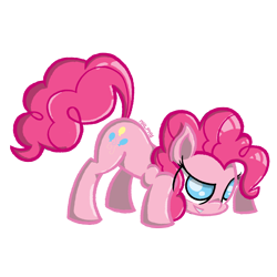 Size: 2400x2400 | Tagged: safe, artist:malphee, pinkie pie, earth pony, pony, face down ass up, ponk, signature, simple background, solo, transparent background