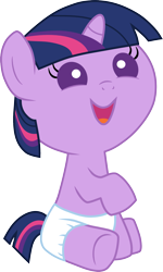 Size: 1175x1959 | Tagged: safe, artist:mighty355, derpibooru import, twilight sparkle, pony, baby, baby pony, babylight sparkle, cute, diaper, filly, foal, happy, simple background, solo, transparent background, vector