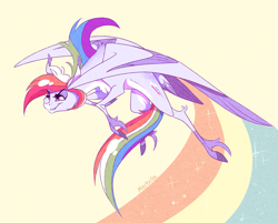 Size: 2103x1691 | Tagged: safe, artist:marbola, derpibooru import, rainbow dash, pegasus, pony, female, mare, simple background, smiling, solo