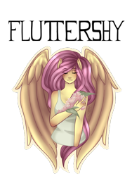 Size: 540x720 | Tagged: safe, artist:rainbowhitter, fluttershy, anthro, clothes, eyes closed, simple background, solo, tanktop, transparent background