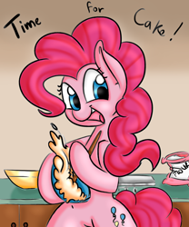 Size: 1000x1200 | Tagged: safe, artist:theponymasters, artist:xxmarkingxx, pinkie pie, pony, collaboration, baking, bipedal, bowl, dough, flour, solo