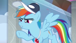 Size: 1920x1080 | Tagged: safe, derpibooru import, screencap, rainbow dash, pegasus, pony, 2 4 6 greaaat, cap, hat, solo