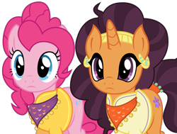 Size: 4109x3109 | Tagged: safe, artist:sketchmcreations, pinkie pie, saffron masala, earth pony, pony, spice up your life, cute, frown, simple background, transparent background, vector