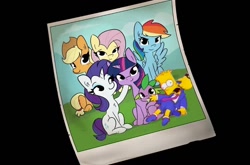 Size: 1090x720 | Tagged: safe, artist:tjpones, derpibooru import, edit, applejack, fluttershy, rainbow dash, rarity, spike, twilight sparkle, dragon, earth pony, pegasus, pony, unicorn, bart simpson, polaroid, the simpsons