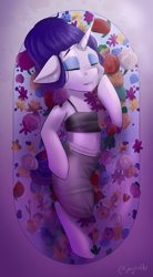 Size: 1094x1976 | Tagged: safe, artist:sonigiraldo, rarity, pony, unicorn, clothes, female, floppy ears, flower, solo