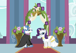 Size: 992x692 | Tagged: safe, artist:ksiezniczkaluny, fancypants, rarity, pony, unicorn, male, marriage, raripants, shipping, straight, wedding