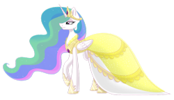 Size: 1024x592 | Tagged: safe, artist:whitehershey, princess celestia, alicorn, pony, clothes, dress, female, mare, solo