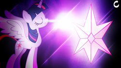 Size: 1920x1080 | Tagged: safe, artist:mschelseagfx, derpibooru import, twilight sparkle, twilight sparkle (alicorn), alicorn, pony, cutie mark, solo, wallpaper