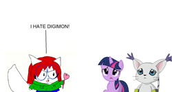 Size: 1326x710 | Tagged: safe, derpibooru import, twilight sparkle, cat, digimon, gatomon, hater, pogorikifan10, tailmon