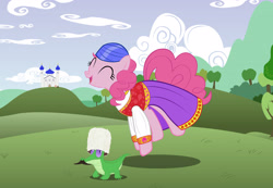 Size: 2959x2046 | Tagged: safe, artist:gennadykalugina, gummy, pinkie pie, earth pony, pony, clothes, dress, islam, russian, tatar