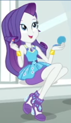 Size: 663x1147 | Tagged: safe, screencap, rarity, better together, equestria girls, forgotten friendship, clothes, cropped, crossed legs, geode of shielding, high heels, lipstick, pencil skirt, shoes, skirt, wondercolt statue