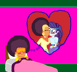 Size: 2200x2067 | Tagged: safe, artist:ktd1993, rarity, saffron masala, equestria girls, afro, equestria girls-ified, female, kissing, lesbian, raffron, shipping, sleeping