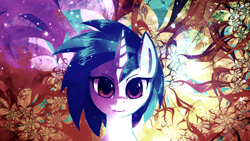 Size: 1920x1080 | Tagged: safe, artist:coma392, artist:snapshopvisuals, derpibooru import, edit, dj pon-3, vinyl scratch, pony, unicorn, looking at you, psychedelic, solo, wallpaper