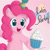 Size: 1000x1000 | Tagged: safe, artist:highabovethecity, pinkie pie, earth pony, pony, cupcake, food, hat, party hat, solo