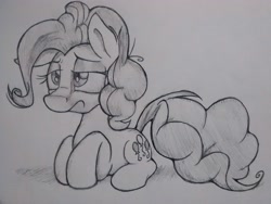 Size: 2592x1944 | Tagged: safe, artist:sparkarez, pinkie pie, earth pony, pony, prone, solo, traditional art