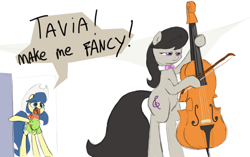 Size: 1280x804 | Tagged: safe, artist:fiddlearts, fiddlesticks, octavia melody, earth pony, pony, apple family member, cello, duo, fiddlesticks-answers, musical instrument