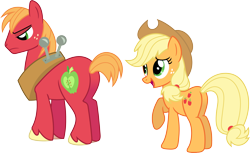 Size: 3586x2189 | Tagged: safe, artist:porygon2z, applejack, big macintosh, earth pony, pony, brotherhooves social, frown, male, raised hoof, simple background, stallion, transparent background, vector