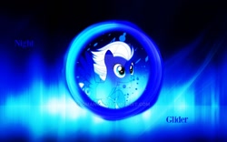 Size: 1024x640 | Tagged: safe, artist:djdavid98 edits, artist:qman434, derpibooru import, night glider, pegasus, pony, circle, effects, female, mare, solo, vector, wallpaper, watermark